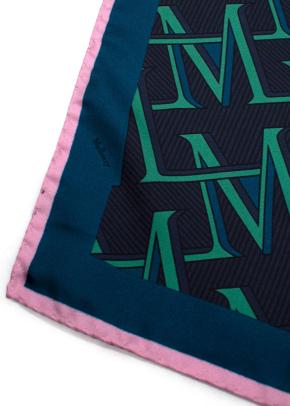 Mulberry Blue Logo Printed Silk Twilly 9