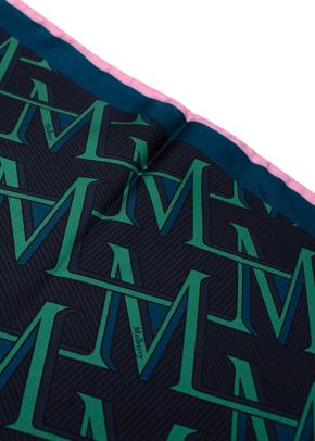 Mulberry Blue Logo Printed Silk Twilly 7