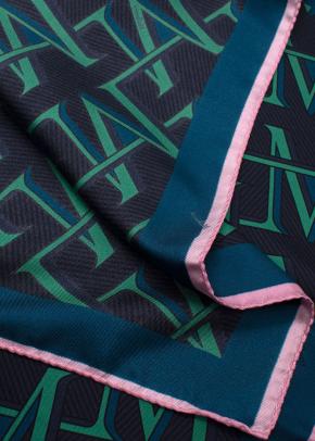 Mulberry Blue Logo Printed Silk Twilly 12