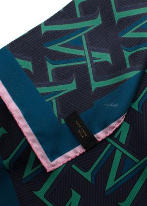 Mulberry Blue Logo Printed Silk Twilly 11