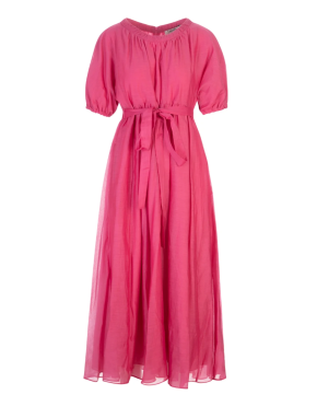 Max Mara Pink Fresia Belted Silk Blend Dress 2