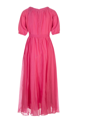 Max Mara Pink Fresia Belted Silk Blend Dress 3