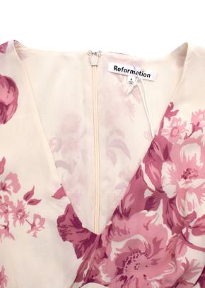 Reformation Ferris Dress in Cream with Pink Florals 3