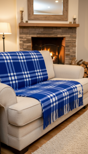 Burberry Blue Check Wool Throw Blanket 19
