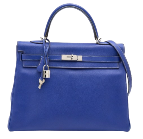 Hermes Kelly 32 Candy Veau Epsom Bleu Electrique with palladium silver hardware 2