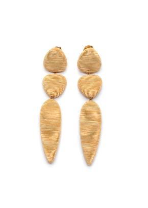 Rebecca De Ravenel Yellow Fabric Tiered Earrings 5