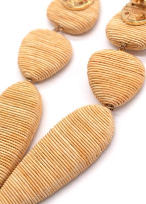 Rebecca De Ravenel Yellow Fabric Tiered Earrings 4