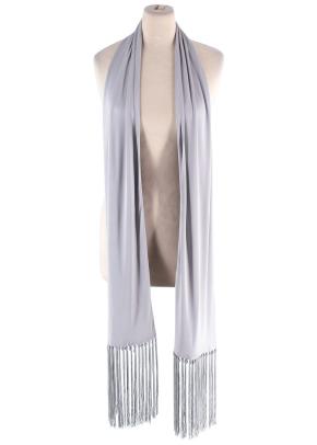 DRY CLEAN Celine Grey Satin Fringed Scarf 2