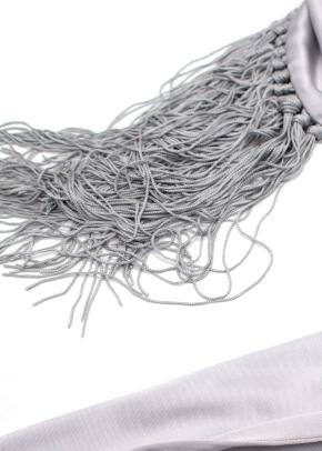 DRY CLEAN Celine Grey Satin Fringed Scarf 6