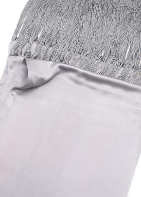DRY CLEAN Celine Grey Satin Fringed Scarf 8