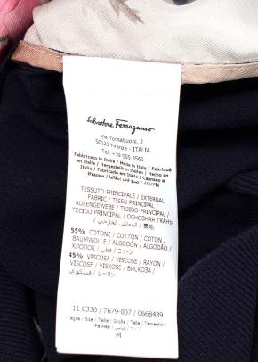 Salvatore Ferragamo Navy Contrast Sleeves Floral Cardigan 6