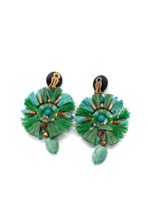 Ranjana Khan Green Embellished Clip Earrings 2