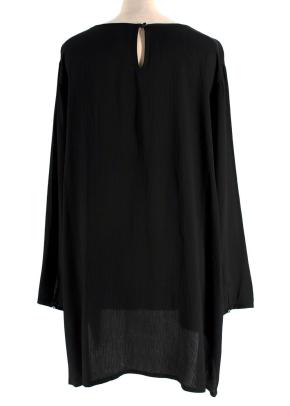 Eileen Fisher Black Textured Cupro Round Neck Top 6