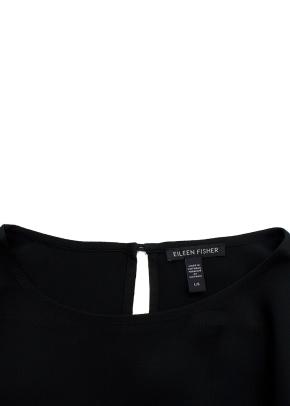 Eileen Fisher Black Textured Cupro Round Neck Top 2