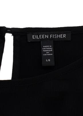 Eileen Fisher Black Textured Cupro Round Neck Top 7