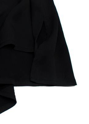 Eileen Fisher Black Textured Cupro Round Neck Top 4