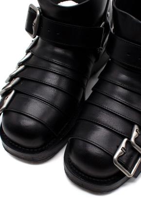 Burberry Black Multi-strap Leather Buckle Biker Boots 5