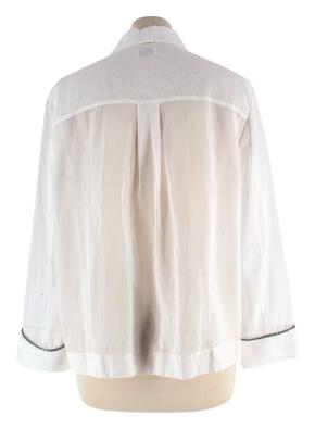Brunello Cucinelli Ivory Sheer Embellished Gem Blouse 5