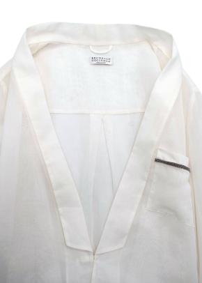 Brunello Cucinelli Ivory Sheer Embellished Gem Blouse 7