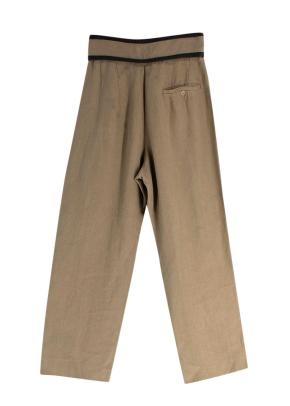 Celine Green Velcro Wide Leg Linen Trousers 8