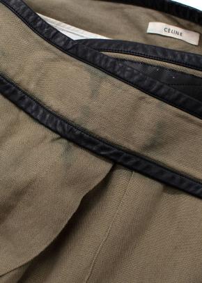 Celine Green Velcro Wide Leg Linen Trousers 2
