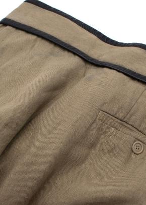 Celine Green Velcro Wide Leg Linen Trousers 4