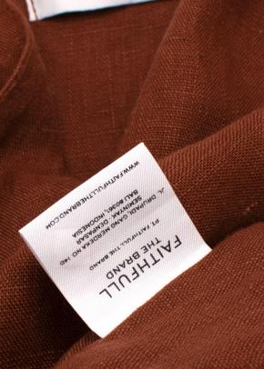 Faithfull The Brand Brown Tie Front Linen Top and Wide Leg Trouser Set 10