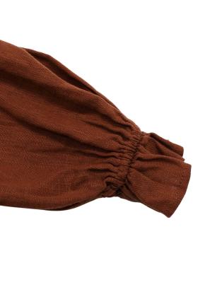 Faithfull The Brand Brown Tie Front Linen Top and Wide Leg Trouser Set 3