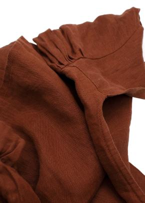 Faithfull The Brand Brown Tie Front Linen Top and Wide Leg Trouser Set 6
