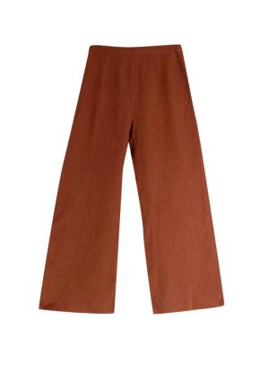 Faithfull The Brand Brown Tie Front Linen Top and Wide Leg Trouser Set 8