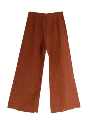 Faithfull The Brand Brown Tie Front Linen Top and Wide Leg Trouser Set 9