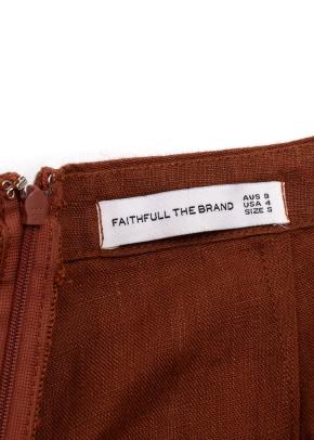 Faithfull The Brand Brown Tie Front Linen Top and Wide Leg Trouser Set 16
