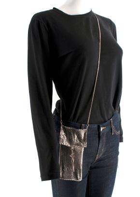 Jimmy Choo Silver Metallic-effect Mesh Soft Phone Holder 11