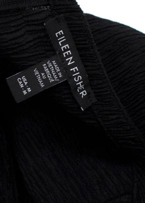 Eileen Fisher Black Woven Plissé Jumpsuit 8