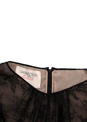 Giambattista Valli Haute Couture Black Lace Dress with Nude Underlay and Floral Applique Waist 4