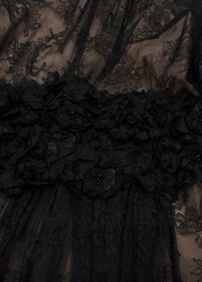 Giambattista Valli Haute Couture Black Lace Dress with Nude Underlay and Floral Applique Waist 3