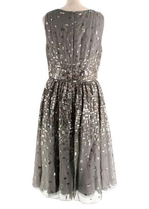 Bill Blass Grey Sequin Embellished Midi Dress 6