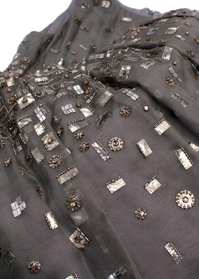 Bill Blass Grey Sequin Embellished Midi Dress 9