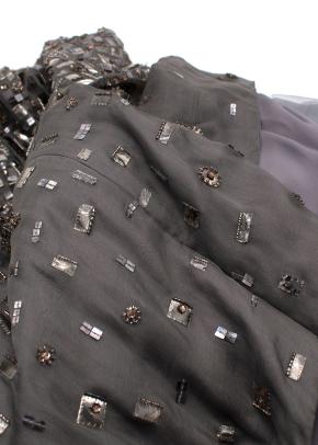 Bill Blass Grey Sequin Embellished Midi Dress 10