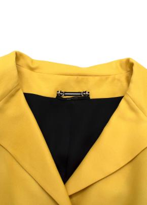 Gucci Ochre Yellow Tie Front Silk Blend Coat 5