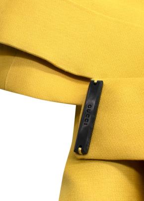 Gucci Ochre Yellow Tie Front Silk Blend Coat 8