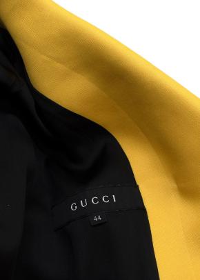 Gucci Ochre Yellow Tie Front Silk Blend Coat 6