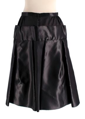 Rodarte Black Silk Pleated A Line Skirt 3