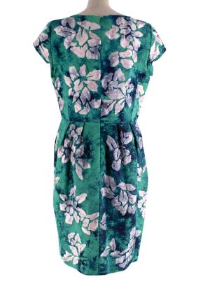 Oscar De La Renta Green Pink Floral Capped Sleeves Dress 3