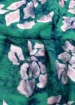 Oscar De La Renta Green Pink Floral Capped Sleeves Dress 4