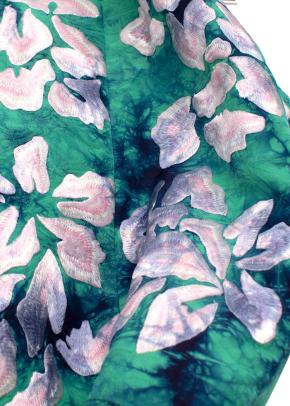 Oscar De La Renta Green Pink Floral Capped Sleeves Dress 8