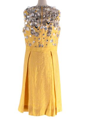 Bill Blass Yellow Sequin Bodice Mini Dress 7
