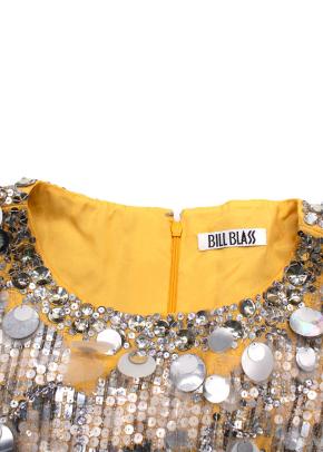 Bill Blass Yellow Sequin Bodice Mini Dress 2