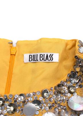 Bill Blass Yellow Sequin Bodice Mini Dress 3