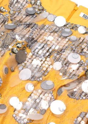 Bill Blass Yellow Sequin Bodice Mini Dress 4